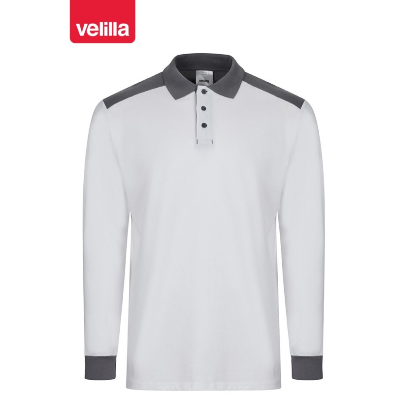 105529S Long Sleeve Two-Tone Stretch Polo Shirt