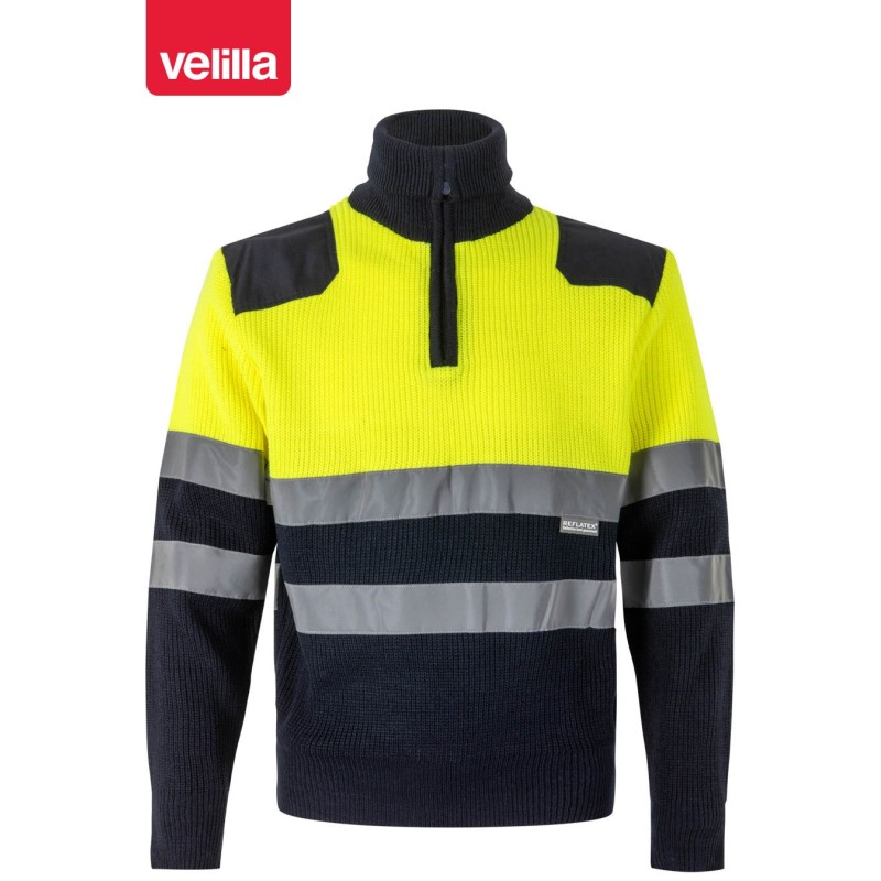 301001 Hv Two-Tone Zip Knitted Jumper