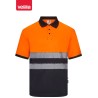 305533 Short sleeve two-tone recycled polyester polo shirt with segmented tape