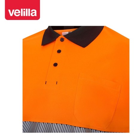 305533 Short sleeve two-tone recycled polyester polo shirt with segmented tape