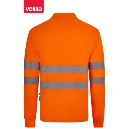 305534 Long sleeve recycled polyester polo shirt with segmented tape