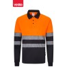 305535 Long sleeve two-tone recycled polyester polo shirt with segmented tape