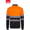 305535 Long sleeve two-tone recycled polyester polo shirt with segmented tape