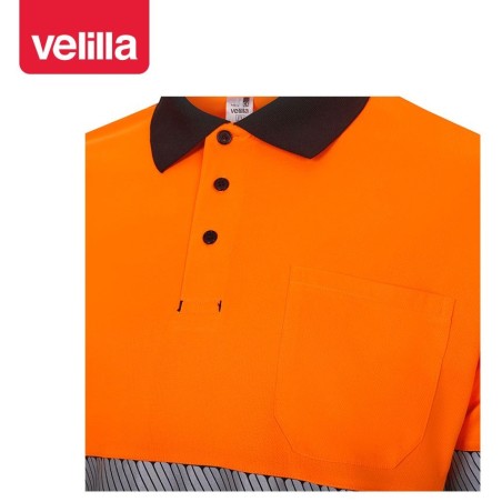 305535 Long sleeve two-tone recycled polyester polo shirt with segmented tape