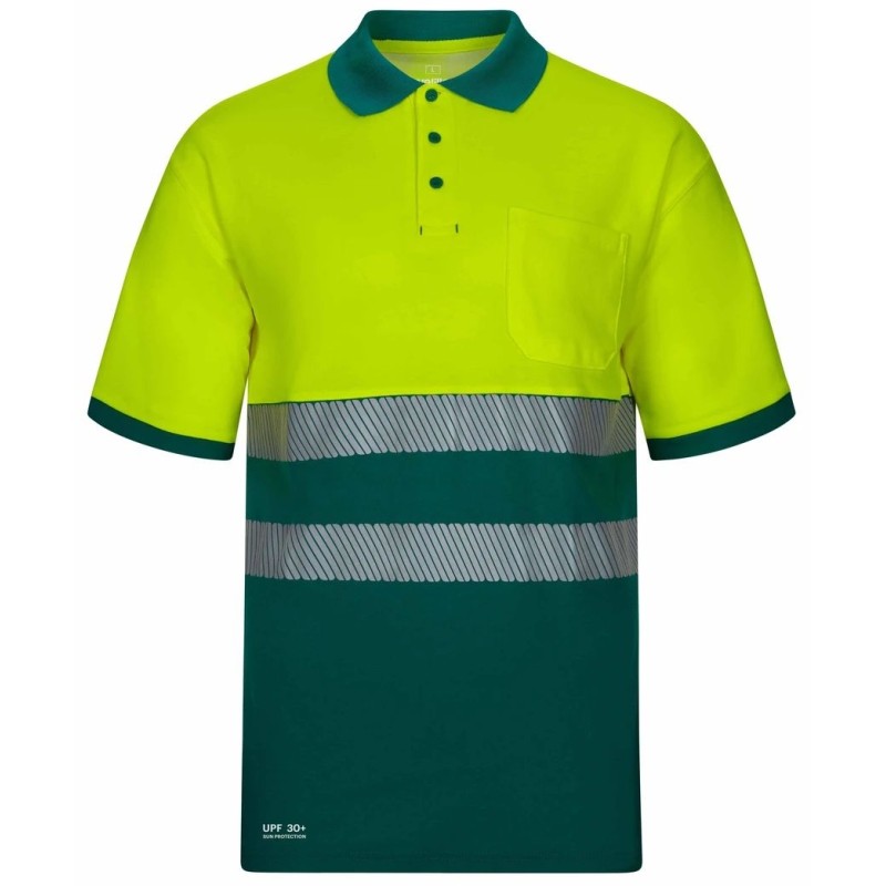305543 Short-sleeve two-tone cotton polo shirt with segmented tape