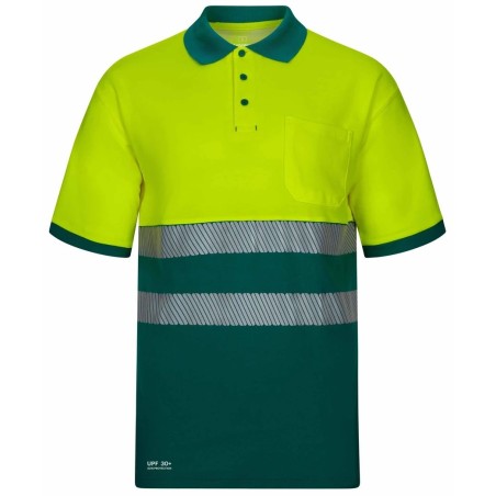 305543 Short-sleeve two-tone cotton polo shirt with segmented tape