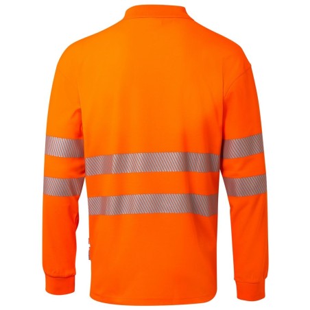 305544 Long-sleeve cotton polo shirt with segmented tape