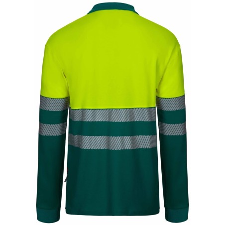 305545 Long-sleeve two-tone cotton polo shirt with segmented tape