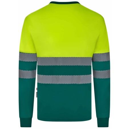 305645 Long-sleeve two-tone cotton T-shirt with segmented tape