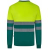 305645 Long-sleeve two-tone cotton T-shirt with segmented tape